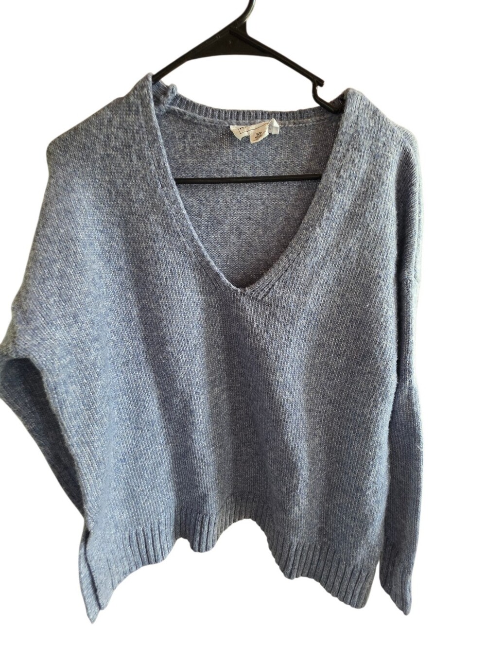 For The Republic V-Neck Cozy Knit Sweater - Light Blue